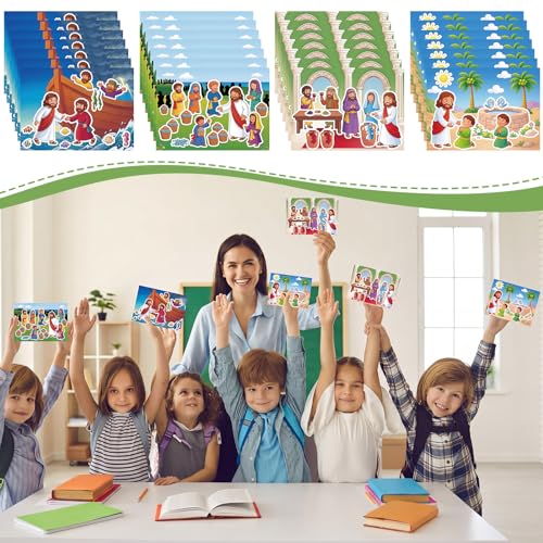 Marspark 24 Set Miracles of Jesus Bible Sticker Scene Craft, 4 Design - style: Miracles of Jesus