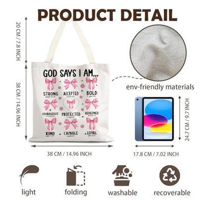FBB Christian What's the Best that Could Happen Inspirational Tote Bag - color: God Say I Am - 1