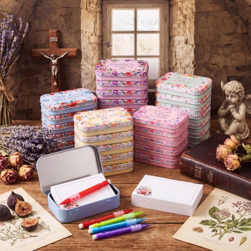 120Pcs Christian Gifts for Women, Prayer Boxes with Prayer Cards and Pencil - style: Bright Floral