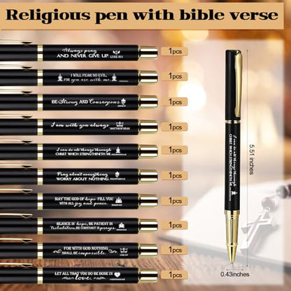 Spakon 10 Sets Christian Gifts Bulk, Scripture Keychain Pen Bookmark Set