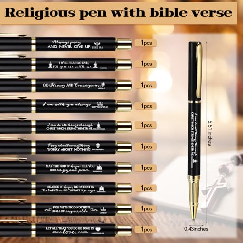 Spakon 10 Sets Christian Gifts Bulk, Scripture Keychain Pen Bookmark Set