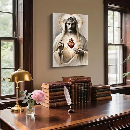 dzbBest Sacred Heart of Jesus Canvas Wall Art, Gallery Wrapped Print, 12x16 - color: Sacred Heart Of Jesus Vintage, size: 16"L x 12"W