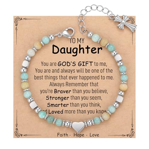 TONY & SANDY Christian Gifts for Women, Religious Cross Bracelet Faith Jewelry, Confirmation Baptism Christmas Birthday Gifts for Women, Unique Gifts for Teens Girls Kids Adults - style: Daughter