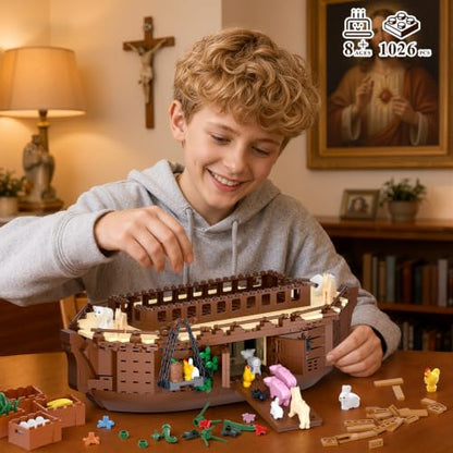 BUILDIFY Noah's Ark Boat Blocks Set, Bible Story Noah's Ark Model Kit