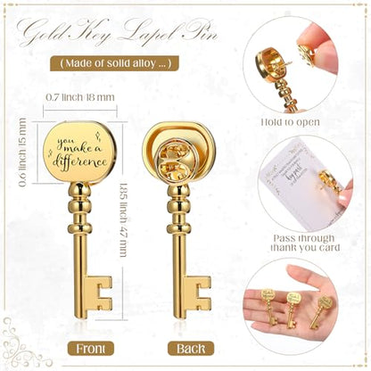 Appreciation Gifts Bulk Key Shape Lapel Pins, 60 Sets, Difference - style: Difference