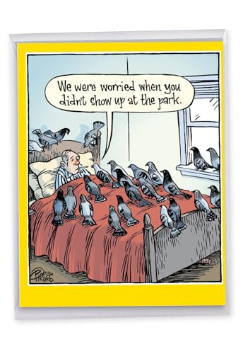 NobleWorks Jumbo Funny Get Well Card Worried Pigeons J2075GWG - style: Worried Pigeons