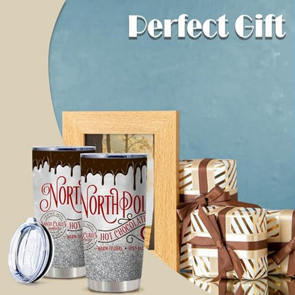 20oz North Pole Hot Chocolate Insulated Stainless Steel Tumbler with Lid - color: 1 Count (Pack of 1)-hot chocolate