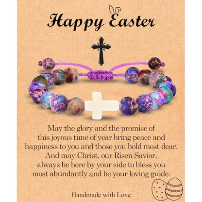 EFVISD Cross Bracelet Gifts for Boys Girls Christian Religious Gifts - color: Happy Easter