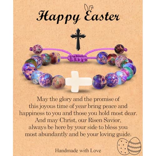EFVISD Cross Bracelet Gifts for Boys Girls Christian Religious Gifts - color: Happy Easter