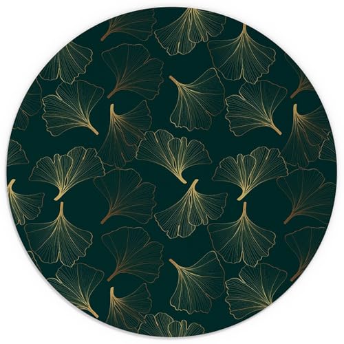 Golden Green Ginkgo Leaf Floral Mouse Pad for Desk, Dark Green Ginkgo Botanical Mousepads for Wireless Mouse Computers Laptop Home Office Supplies Accessories, 7.9x7.9 Inch - color: color 17