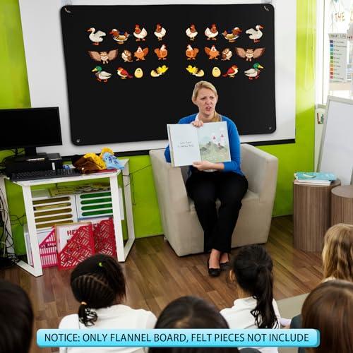 Poen 2 Pcs 41 x 29 Inch Felt Board Toddlers Flannel Board Stories Felt Stories Activities Play Kits for Preschool Classroom Wall Hanging Boys Girls Birthday Gifts Homeschooling Activity, Blue, Black