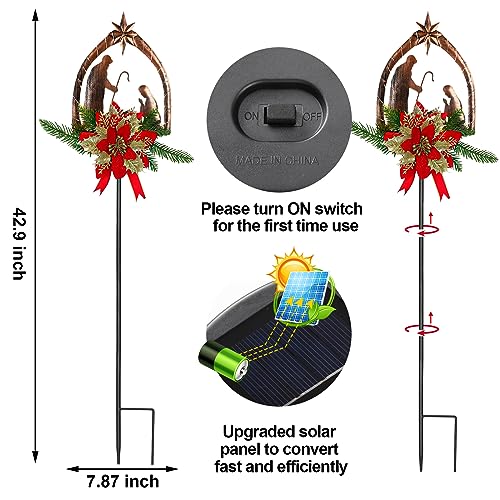 Moukeren 2 Pcs 3.5ft Nativity Scene Outdoor Light up Yard Stakes, Rustic - style: Rustic