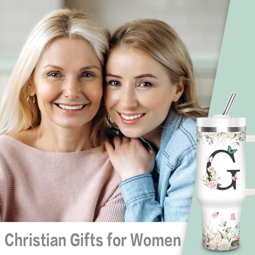 Christian Gifts for Women, Personalized Initial G Tumbler 40oz - style: Initial G cup