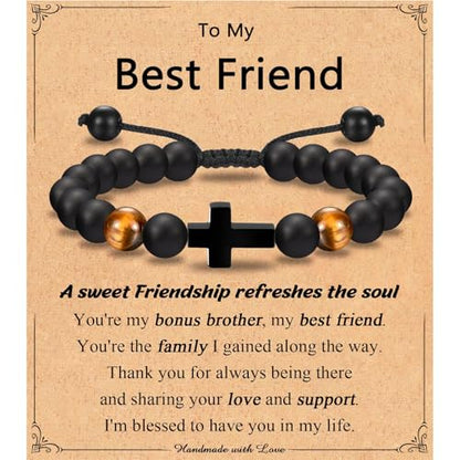 Leyung Cross Bracelet Gifts for Boys, Easter Basket Stuffers Baptism Gifts - color: Friend