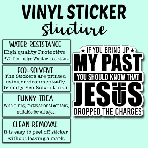 (3Pcs) If You Bring Up My Past You Should Know that Jesus Dropped The Charges Sticker Christian Decorate Books Laptop Phone Water Bottles Kindles Tumbler Waterproof Vinyl Stickers 3" Inch - color: If You Bring Up My Past You Should Know That Jesus Dropped