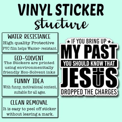 (3Pcs) If You Bring Up My Past You Should Know that Jesus Dropped The Charges Sticker Christian Decorate Books Laptop Phone Water Bottles Kindles Tumbler Waterproof Vinyl Stickers 3" Inch - color: If You Bring Up My Past You Should Know That Jesus Dropped
