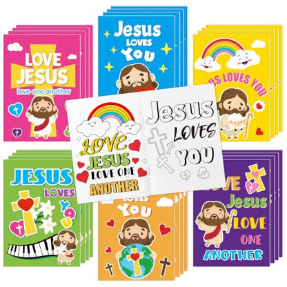 24Pcs Jesus Loves You Coloring Books Religious DIY Color-in Pages - color: C-jesus Loves You
