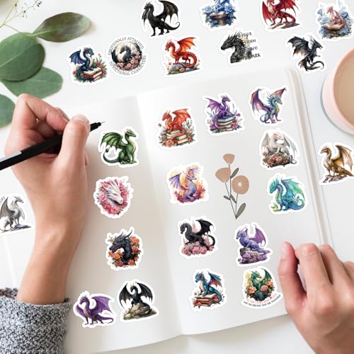 100Pcs Dragon Stickers Magic Realistic Pterosaur Reading Book Decal - color: 100pcs Dragon Stickers