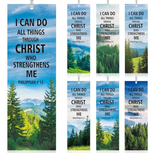Dispowreath 60 Pcs I Can Do All Things Through Christ Bookmarks Religious Philippians 4: 13 Bookmarks Church Exchange Gifts for Men & Women Sunday School Vbs Church Prizes Party Favors - style: I Can Do All Things Through Christ