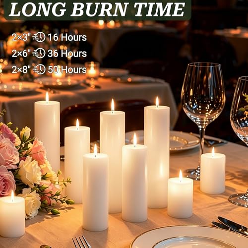 18 Pack White Pillar Candles Set, Unscented Smokeless Dripless - color: White Flat-top, size: 2x3/6/8 Inch
