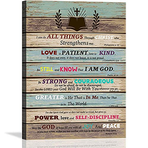 Inspirational Wall Art Scripture Bible Verse Wall Art Christian Canvas Art for Office Bathroom Bedroom Wall Decor Rustic Farmhouse Wall Decor Religious Gifts Be Still and Know that I am God - size: 12x16inch