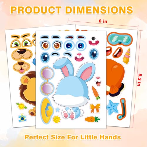 48 Animal Make-a-Face Sticker Sheets for Kids - style: Cute Animals