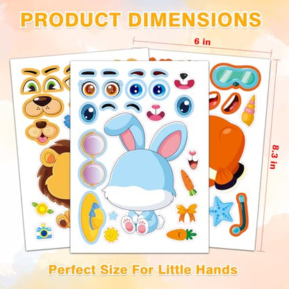 48 Animal Make-a-Face Sticker Sheets for Kids - style: Cute Animals