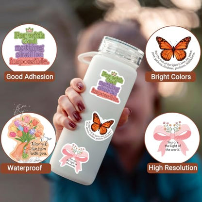 Bible Verse Stickers 100 Pcs Holographic Shiny Christian Verse Sticker Pack