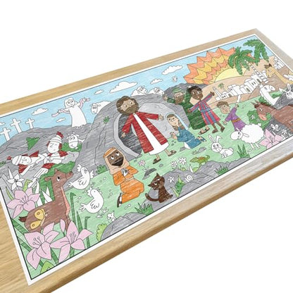 Large Coloring Poster Easter Resurrection of Jesus Christ 30 x 72 Inches Rolled Ideal for Parties and Family Gatherings Ages 4 and Up - color: Easter