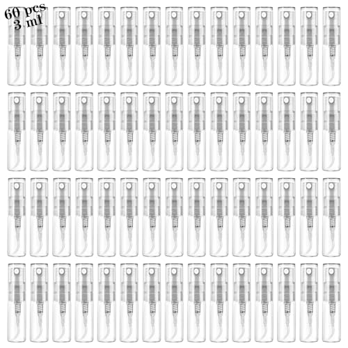 Mini Spray Bottle 3ml, Refillable Glass Spray Bottle, Glass Bottle Atomizer, Perfume Mouthwash Atomizer for Cleaning Refillable Container for Travel, Essential Oils, Perfume 60 Pcs, 3ml - size: 60PCS,3ML