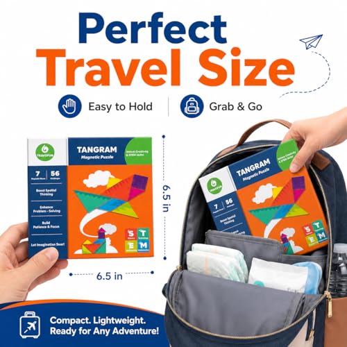 TRAVOFUN Magnetic Tangram Puzzle | Travel Games for Kids Ages 4-8 - style: Tangrams Game