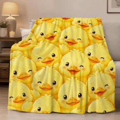 Cute Yellow Duck Throw Blanket Kawaii Duckling Stuff Gifts 50''X60'' - color: Duck, size: 50''x60''