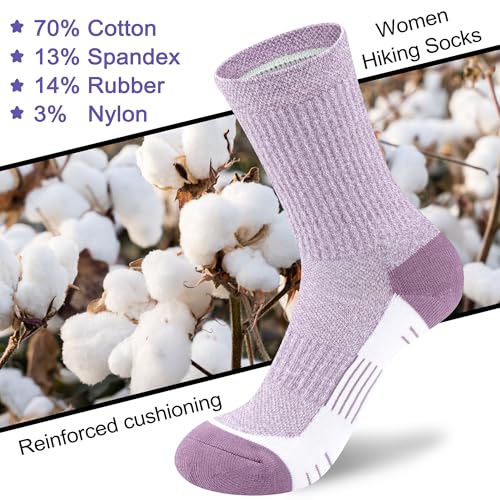 cuangya Women Crew Socks Athletic Cushioned Running Hiking 3-5 Pairs - color: 5 Pairs Spliced Purple, size: 5-8