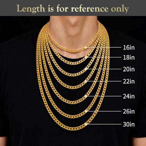 Sterling Silver Beveled Edge Cross Necklace for Men Women, S925 Cross Pendant with 5mm Cuban Chain, Non Tarnish Durable Stainless Steel Necklace, Silver Religious Jewelry, 16-30 Inch - color: Gold Cross Necklace, size: 20 in=51 cm