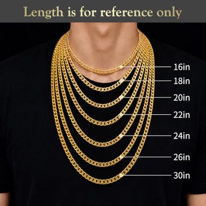 Sterling Silver Beveled Edge Cross Necklace for Men Women, S925 Cross Pendant with 5mm Cuban Chain, Non Tarnish Durable Stainless Steel Necklace, Silver Religious Jewelry, 16-30 Inch - color: Gold Cross Necklace, size: 20 in=51 cm