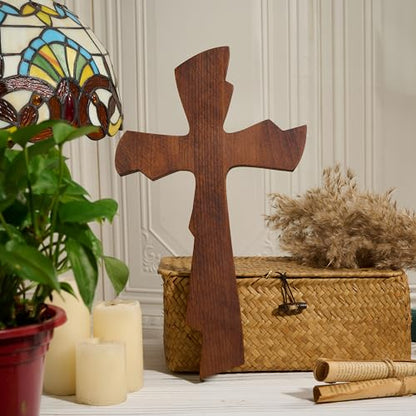 BGCarvedGrace Wooden Wall Cross Decor, 10 Inch Christian Hanging Wall Art - size: 10"L x 5.7"W