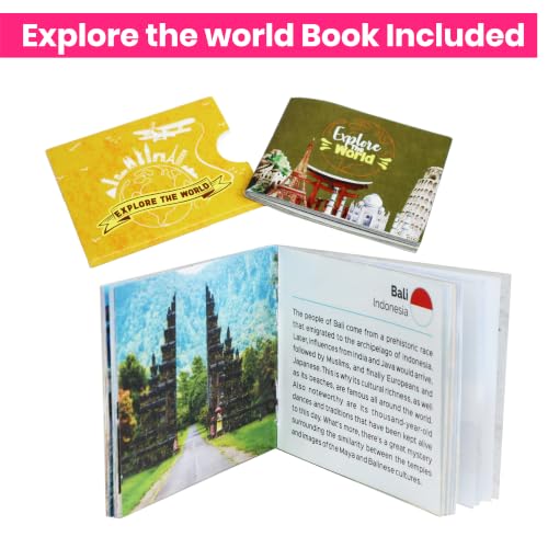 Menique Explore the World Memory Matching Game – Geography Game with 100 Photo Cards, 50 Countries, Flags & Landmarks – Travel Card Game with Educational Booklet, Ages 3+ - style: Explore the World