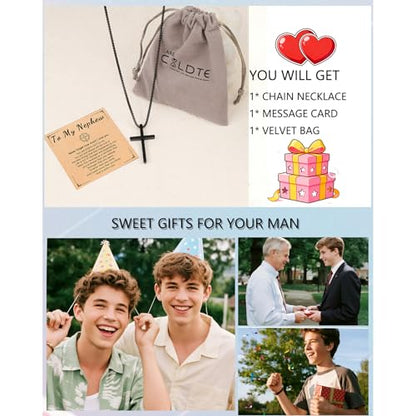 Teen Boys Gifts Ideas Cross Necklace for Men Boys Son Grandson Nephew Birthday Christmas Gifts - style: Nephew