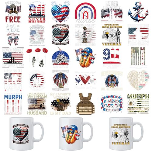 AFRITEE UV DTF Cup Wraps - 30 Sheets 4th of July Independence Day UV DTF Stickers for 16 oz Glass Tumbler, Vintage 250th American Waterproof Transfer Sticker Decals for DIY Water Bottle Coffee Mug - style: Vintage