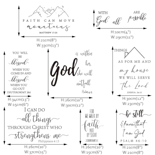Runtoo Bible Verse Wall Art Decals Inspirational Quotes Christian Religious Scripture Wall Stickers Bedroom Living Room Family Lettering Wall Decor