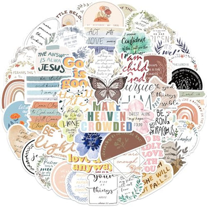 50pcs Inspirational Bible Aesthetic Stickers,Waterproof Vinyl Stickers for Water Bottles Laptop Scrapbooking Mirrors Notebooks Cars Bumpers Bikes Bedroom Travel Case Motorcycle Snowboard - color: Bible Aesthetic Stickers