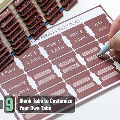 Mr. Pen- Laminated Bible Tabs, 75 pcs, Easy-to-Read & Apply - color: Mahogany