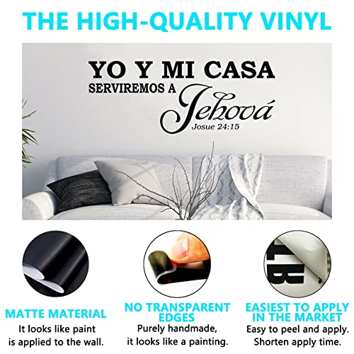 AnFigure Yo Y Mi Casa Serviremos A Jehová, Bible Verse Wall Decal, Living Room Quotes Scripture Christian Prayer Religious Faith Jesus God Bedroom Positive Home Art Decor Vinyl Stickers Espanol 23"x9" - color: Yo Y Mi Casa Serviremos a Jehová, size: Small