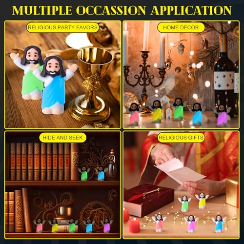 CroBlissful 100 Sets Mini Jesus Figurines Glow in Dark, Raise Both Hands - style: Raise Both Hands