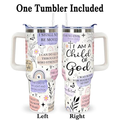 Christian Gifts for Women 40 Oz Child of God Christian Tumbler Cup Inspirational Religious Gifts for Mom Wife Sister Friends Christians Faith Jesus God Bible Verse Gift - color: I am a Child of God 01