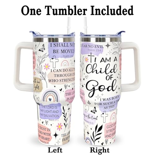 Christian Gifts for Women 40 Oz Child of God Christian Tumbler Cup Inspirational Religious Gifts for Mom Wife Sister Friends Christians Faith Jesus God Bible Verse Gift - color: I am a Child of God 01