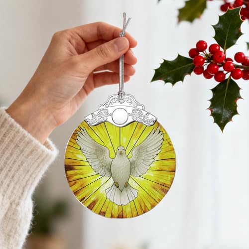 Stained Glass Dove Ornament: Christian Christmas Ornament, Christmas Tree Ornament, Religious Home Decor, Gifts for Christian, Religious Gifts, Gift Exchange, Gift Idea - color: Dove Pattern a