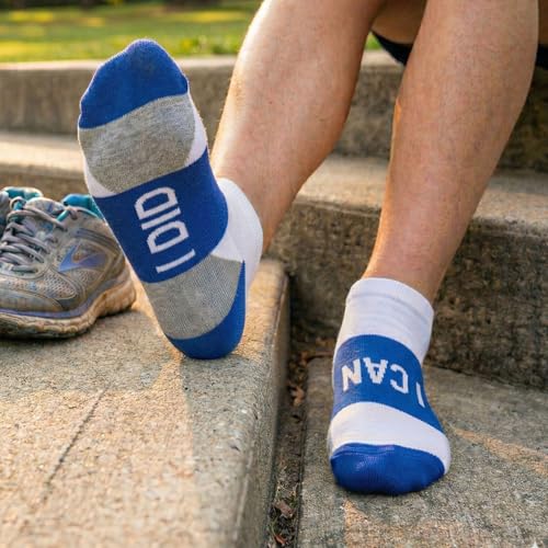 Gone For a Run Motivational Ankle Running Socks - Affirmation Runners Gifts - color: I Can (Royal)