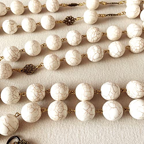 elegantmedical HANDMADE Large 20mm White howlite beads Home St.Benedict Wall Rosary Catholic cross/crucifix box GIFTS