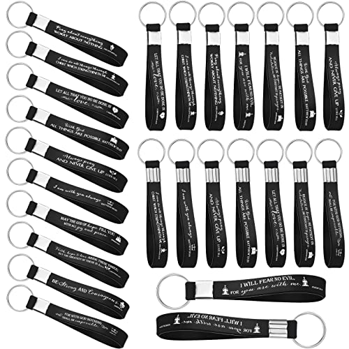 Sureio 36 Pcs Inspirational Christian Gift Silicone Keychain Bulk Religious Bible Verse Church Gift for Women Men Grandparent - color: Black